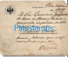 228251 ARGENTINA BUENOS AIRES VICE CONSULAT IMPERIAL DE RUSSIA  AÑO 1909 DAMAGED NO POSTAL POSTCARD - Argentinien