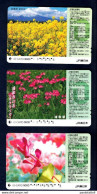 Lot Of Three Used Phone Cards . Id CARD. Flowers - Corea Del Sur