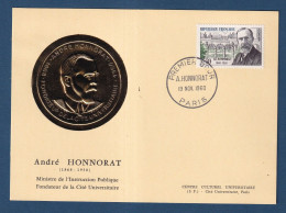 France - FDC - Premier Jour - Carte Maximum - André Honnorat - 1960 - 1960-1969