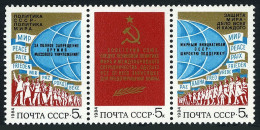 Russia 5256-5258a Strip, MNH. Michel 5386-5388. Soviet Peace Policy, 1984. - Ongebruikt