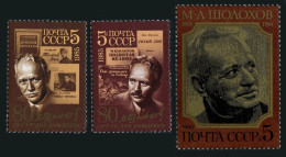 Russia 5368-5370, MNH. Michel 5509-5511. Mikhail Sholokhov, Novelist, 1985. - Nuevos