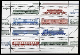 Russia 5375 Ah Sheet,MNH. Mi 5515-5522 Klb. Soviet Railways Rolling Stock, 1985. - Neufs