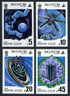 Russia 5341-5344, MNH. Mi 5482-5485. EXPO-1985, Japan. Cosmonauts,Energy,Housing - Nuevos