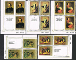 Russia 5335-5339 Blocks/3-label, MNH. Hermitage 1985. Spanish Artists. - Unused Stamps