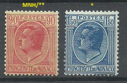 MONACO 1927 Michel 94 & 96 MNH/MH - Unused Stamps