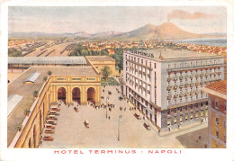 12814 "HOTEL TERMINUS - NAPOLI'" ANIMATA, CART. ORIG. ILLUSTR. NON SPED. - Napoli (Naples)