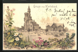 Lithographie Karlsbad, Stefaniewarte Mit Gartenwirtschaft  - Tsjechië