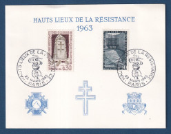 France - FDC - Premier Jour - Carte Maximum - Hauts Lieux De La Résistance - 1963 - 1960-1969
