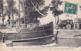 Caen A La Mer - Bénouville (14 Calvados) Bord Du Canal De L'Orne La Péniche Nève Passant Le Pont - édit. BF N° 7 (1913) - Caen