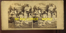 PHOTO STEREO - DEJEUNER SUR L'HERBE - FORMAT 17 X 8.5 CM  - Photos Stéréoscopiques