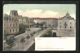 AK Eger, Theaterplatz Mit Grossen Gebäuden  - Tchéquie