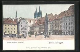 AK Eger, Unterer Marktplatz Mit Stöckl Und Apotheke  - Tsjechië