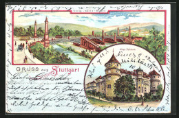 Künstler-AK Stuttgart, Altes Schloss, König-Karl`s-Brücke Mit Strassenbahn  - Stuttgart