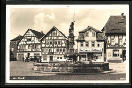 AK Vacha /Rhön, Am Marktbrunnen, Kaufhaus Hellbach, Gasthaus Und Fleischerei  - Vacha
