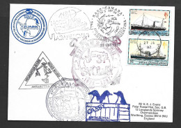 Falkland Islands 1997 Antarctic Circumnavigation Quark Expedition Cover , Multi Cacheted , F.I Ship Definitive Franking - Falkland