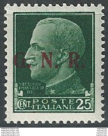1943 Repubblica Sociale 25c. G.N.R. Brescia III MNH Sassone N. 474/III - Sonstige & Ohne Zuordnung