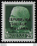 1944 Repubblica Sociale 25c. Falso Epoca MNH Sassone N. F491 - Andere & Zonder Classificatie