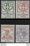 1924 Italia Parastatali Biblioteche Bologna Mc 4v. MNH Sassone N. 1/4 - Autres & Non Classés