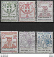 1924 Italia Parastatali Assicurazioni Sociali 6v. Bc MNH Sassone N. 24/29 - Andere & Zonder Classificatie