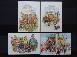 4 Cartoline Umoristiche Alpini - Montagna - Anni '50 - Non Viaggiate + Spese Postali - Humour