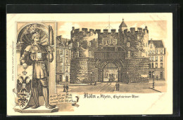 Lithographie Köln, Eigelsteiner Thor, Ritter Mit Wappen  - Koeln