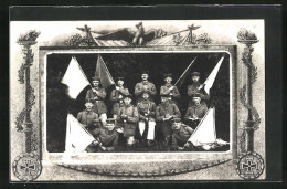 Foto-AK Soldaten In Uniform Halten Fahnen  - Photographie