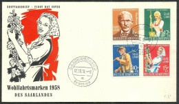 Germany, Saarland, 1958, Welfare, FDC - Autres & Non Classés