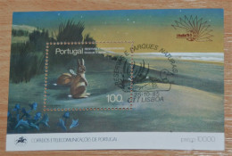 PORTUGAL 1985, Nature Protection, Rabbits, Animals, Fauna, Mi #B48, Souvenir Sheet, Used - Konijnen