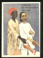 Künstler-AK 10. Zari 1949 Den Solidarity Se Zenami Asie E Afriky  - Autres & Non Classés