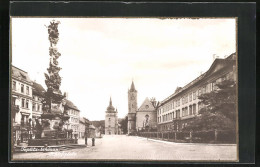 AK Teplitz Schönau / Teplice, Schlossplatz Mit Denkmal  - Czech Republic