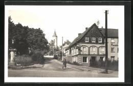 AK Warnsdorf / Varnsdorf, Strassenansicht Mit Restaurant Beseca  - Tchéquie