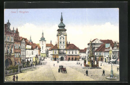 AK Saaz, Ringplatz Mit Denkmal Und Kirche  - Tchéquie