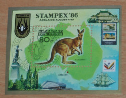 KOREA 1986, Stampex 86', Stamp Exhibition, Kangaroos, Animals, Fauna, Mi #B218, Souvenir Sheet, Used - Other & Unclassified