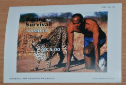 NAMIBIA 1998, Racing To Survive, Felines, Animals, Fauna, Mi #B41, Souvenir Sheet, MNH** - Felini