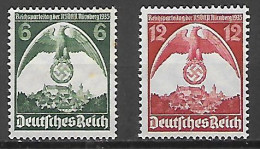 GERMANIA REICH TERZO REICH 1935 CONGRESSO NAZIONAL-SOCIALISTA A NORIMBERGA UNIF. 545-546 MNH XF - Usati