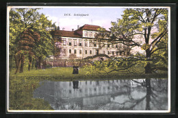 AK Dux / Duchcov, Der Schlosspark Mit Teich  - Czech Republic