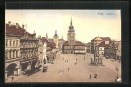 AK Saaz, Ringplatz Mit Geschäften  - Tschechische Republik