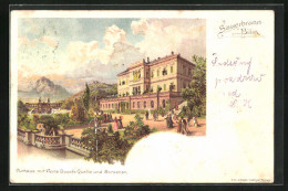Lithographie Bilin / Bilina-Suaerbrunn, Kurhotel Mit Franz Josef Quelle Und Borschen  - Tchéquie