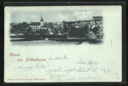 Mondschein-AK Schluckenau / Sluknov, Panorama Mit Kirche  - Tchéquie