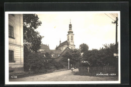 AK Schönlinde / Krasna Lipa, Strassenpartie Mit Kirche  - Tschechische Republik