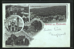 Mondschein-Lithographie Eichwald, Tupelburg, Neue Kirche, Theresienbad  - Tschechische Republik