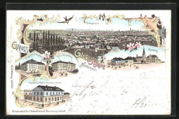 Lithographie Georgswalde, Panorama, Marktplatz, Gasthof Zum Stadtgericht  - Tchéquie