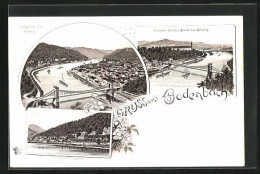 Lithographie Tetschen-Bodenbach / Decin, Panorama M. Obergrund Vom Rothberg  - Tschechische Republik