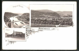 Lithographie Tetschen-Bodenbach / Decin, Panorama, Schloss Und Obergrund  - Tschechische Republik