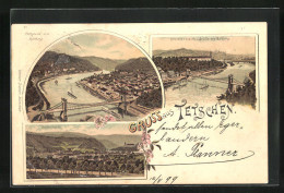 Lithographie Tetschen-Bodenbach / Decin, Panorama Mit Obergrund Mit Rothberg  - República Checa