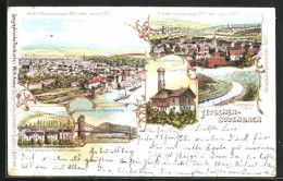 Lithographie Tetschen-Bodenbach / Decin, Panorama, Schäferwand M. Kettenbrücke & Landw. Lehranstalt  - República Checa