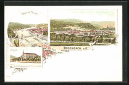 Lithographie Tetschen-Bodenbach / Decin, Panorama & Schloss  - Tschechische Republik