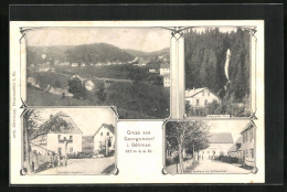 AK Georgendorf I. Böhmen, Schindlers Gasthaus, Gasthaus Zur Zufriedenheit, Wasserfall  - Tsjechië