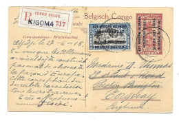 Congo Belge;  Kigoma -Est Africain Allemand; Occupation Belge, Timbre Et Entier Postal -1918 - Recommandé; Surcharge - Entiers Postaux