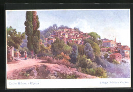 Künstler-AK Corfou, Village Peleka  - Grèce